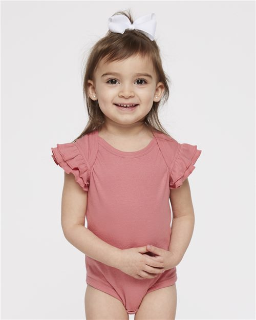 Infant Flutter Sleeve Baby Rib Bodysuit - Ballerina Front