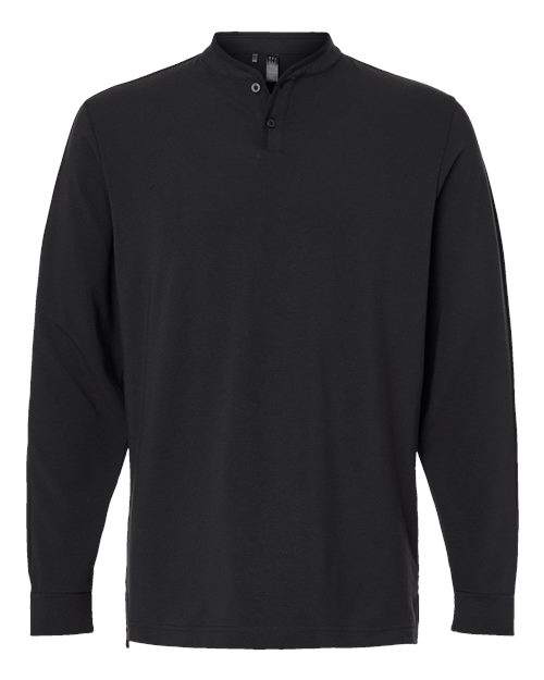 Men's Henley Long Sleeve T-Shirt - Black Front