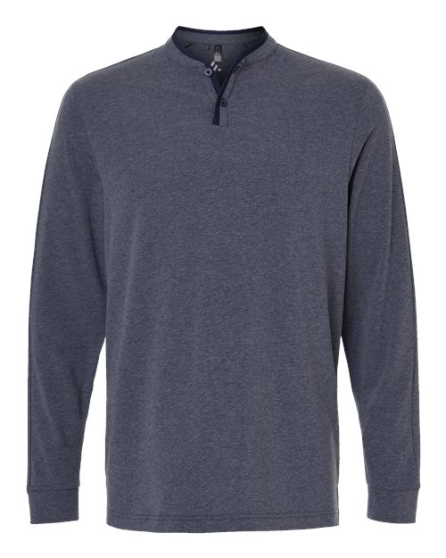 Men's Henley Long Sleeve T-Shirt - Collegiate Navy Melange Front