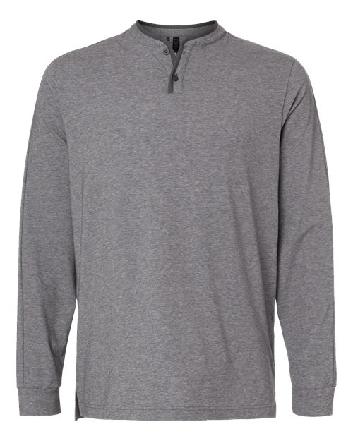 Men's Henley Long Sleeve T-Shirt - Grey Five Melange Front