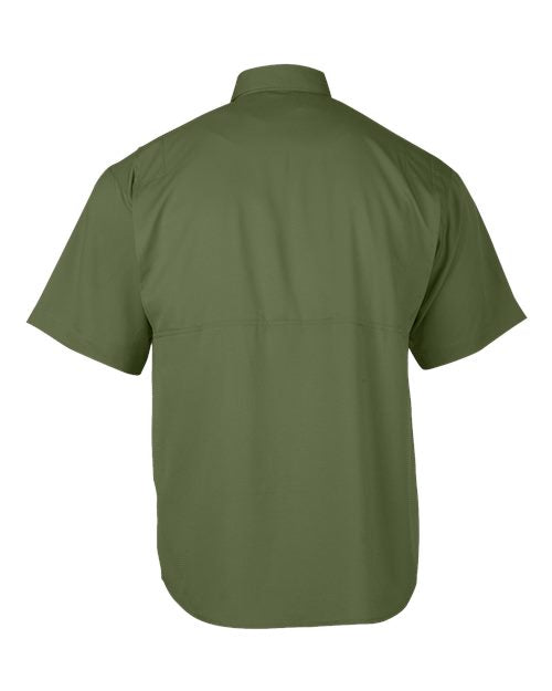 Men's Hatteras Performance Short Sleeve Fishing Shirt - Olive Green Back