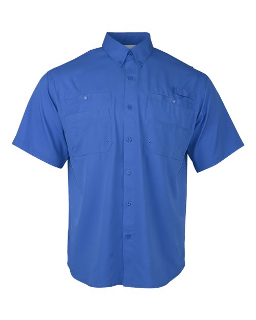 Men's Hatteras Performance Short Sleeve Fishing Shirt - Vivid Blue Front