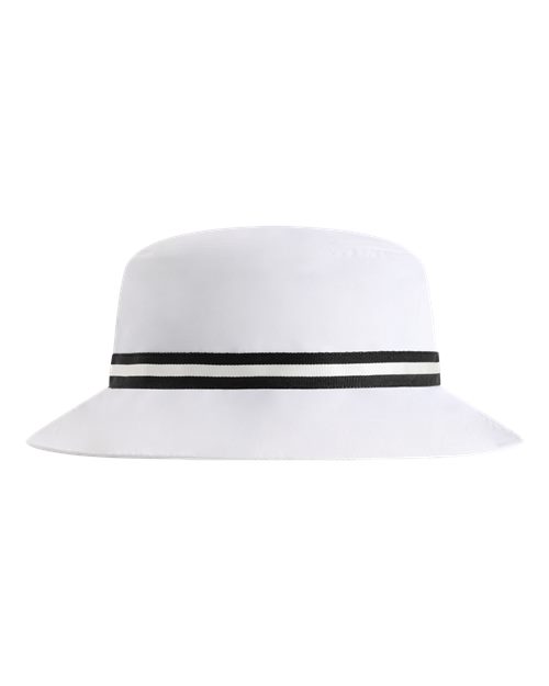 The Oxford Performance Bucket Hat - White/ Black Front