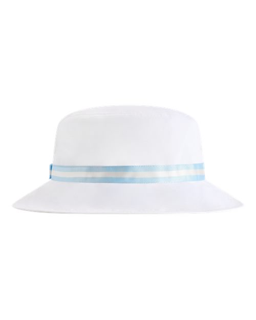 The Oxford Performance Bucket Hat - White/ Light Blue Back