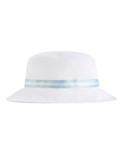 The Oxford Performance Bucket Hat - White/ Light Blue Front