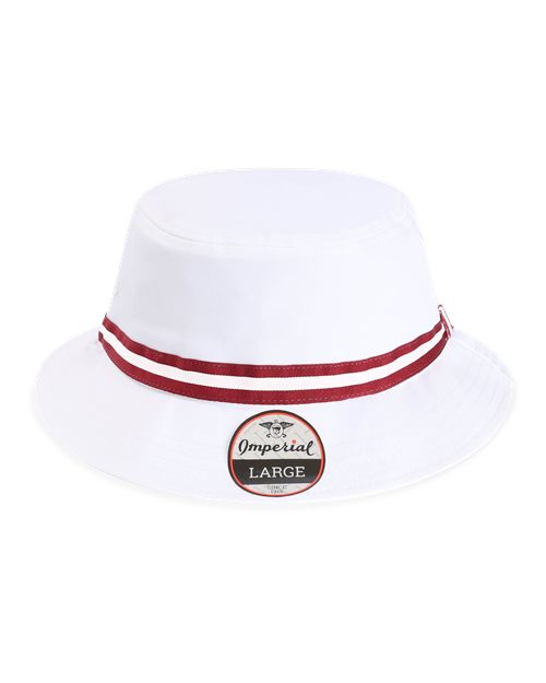 The Oxford Performance Bucket Hat - White/ Maroon Front