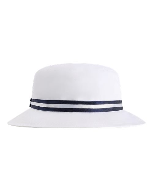 The Oxford Performance Bucket Hat - White/ Navy Back