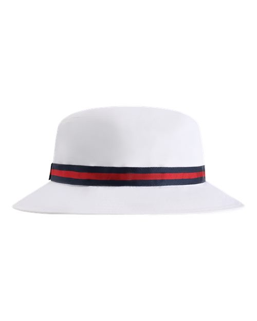 The Oxford Performance Bucket Hat - White/ Navy/ Red Back