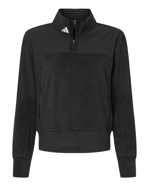 Women's Fleece Quarter-Zip Pullover - Black Front
