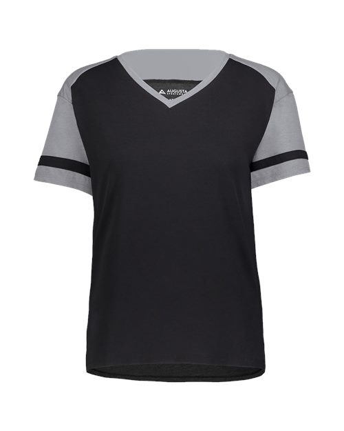 Women's Triblend Fanatic 2.0 V-Neck T-Shirt - White/ Grey Heather Front
