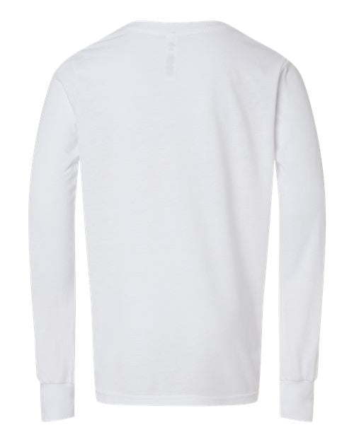 Youth Triblend Long Sleeve Tee - Solid White Triblend Back
