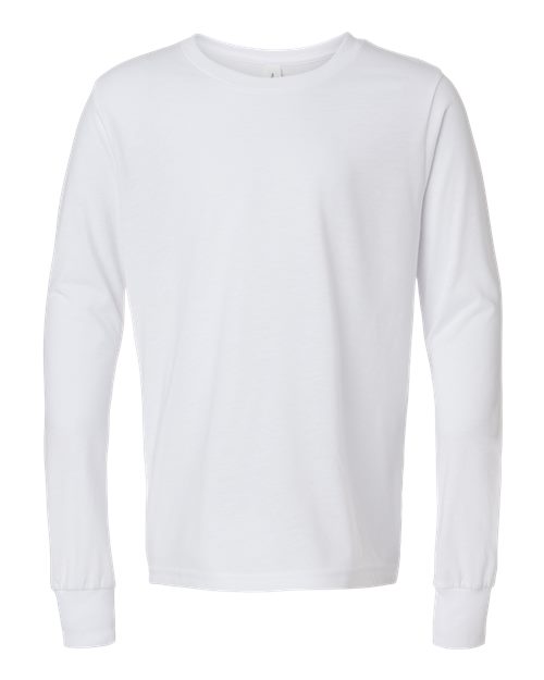 Youth Triblend Long Sleeve Tee - Solid White Triblend Front