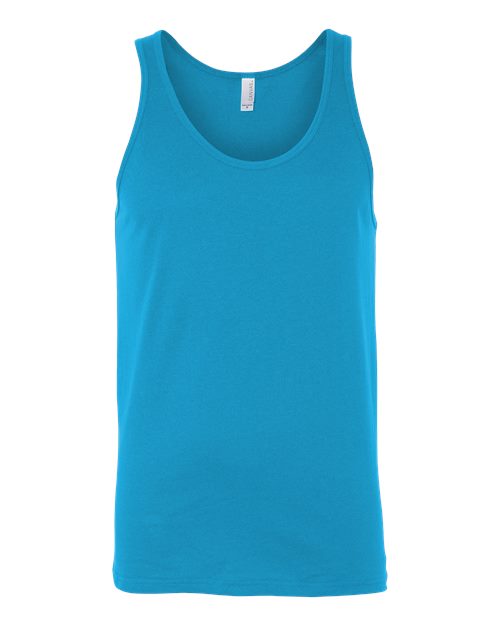 Unisex Heather CVC Tank - Neon Blue Front