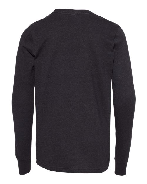 Youth Heather CVC Long Sleeve Tee - Black Heather Back