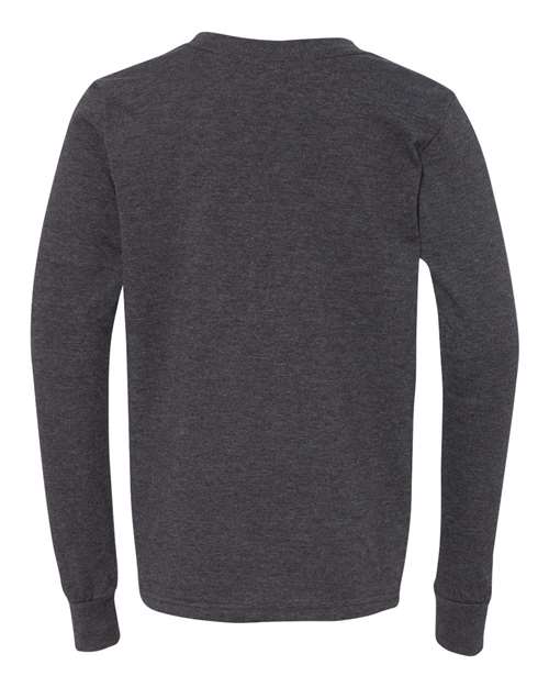 Youth Heather CVC Long Sleeve Tee - Dark Grey Heather Back