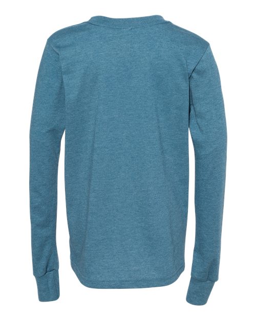 Youth Heather CVC Long Sleeve Tee - Heather Deep Teal Back