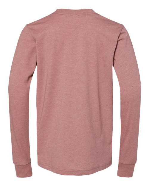 Youth Heather CVC Long Sleeve Tee - Heather Mauve Back