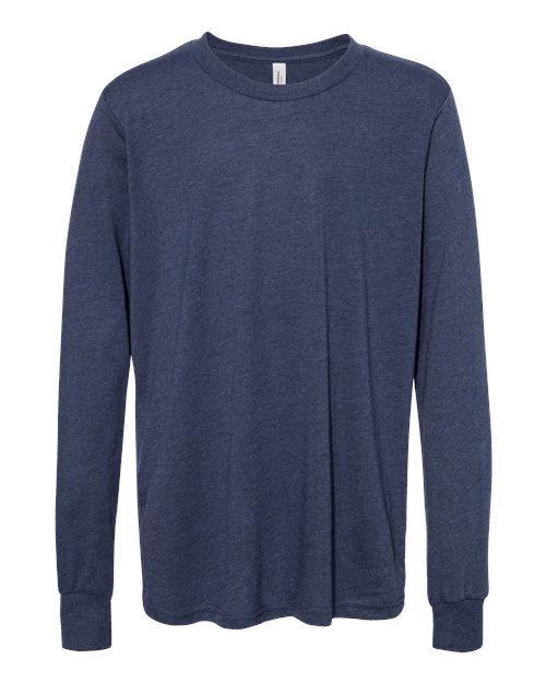 Youth Heather CVC Long Sleeve Tee - Heather Navy Front