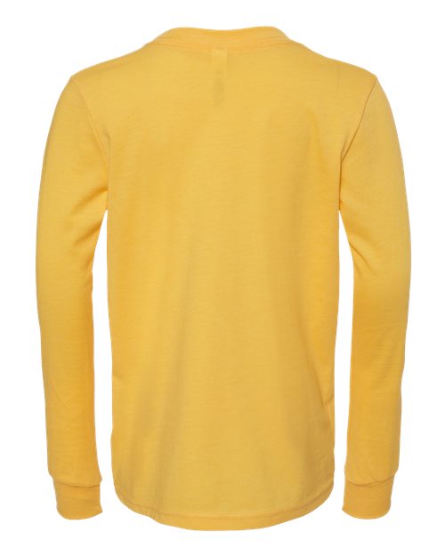 Youth Heather CVC Long Sleeve Tee - Heather Yellow Gold Back