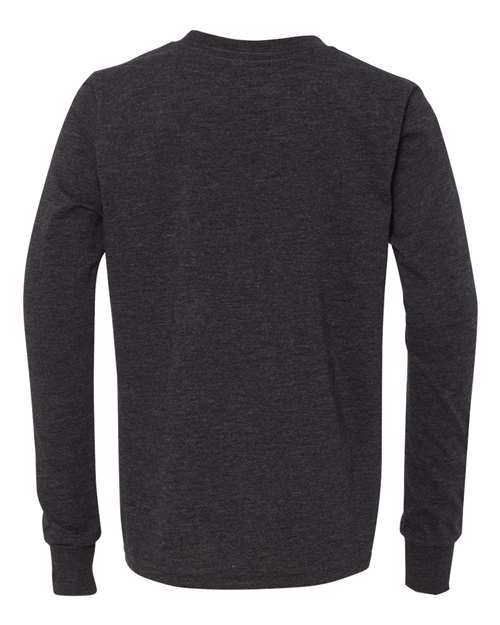 Youth Triblend Long Sleeve Tee - Charcoal Black Triblend Back