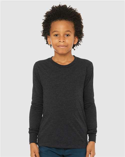 BELLA + CANVAS Youth Triblend Long Sleeve Tee - Model Front