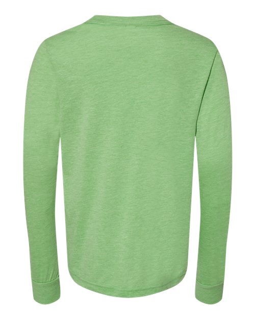 Youth Triblend Long Sleeve Tee - Green Triblend Back