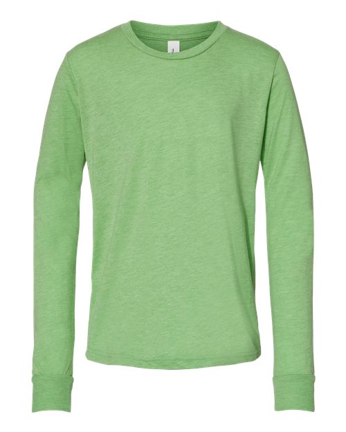Youth Triblend Long Sleeve Tee - Green Triblend Front