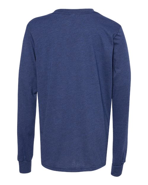 Youth Triblend Long Sleeve Tee - Navy Triblend Back