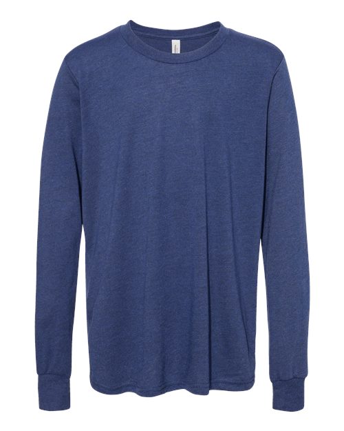 Youth Triblend Long Sleeve Tee - Navy Triblend Front