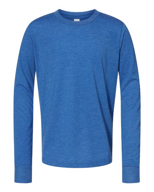 Youth Triblend Long Sleeve Tee - True Royal Triblend Front