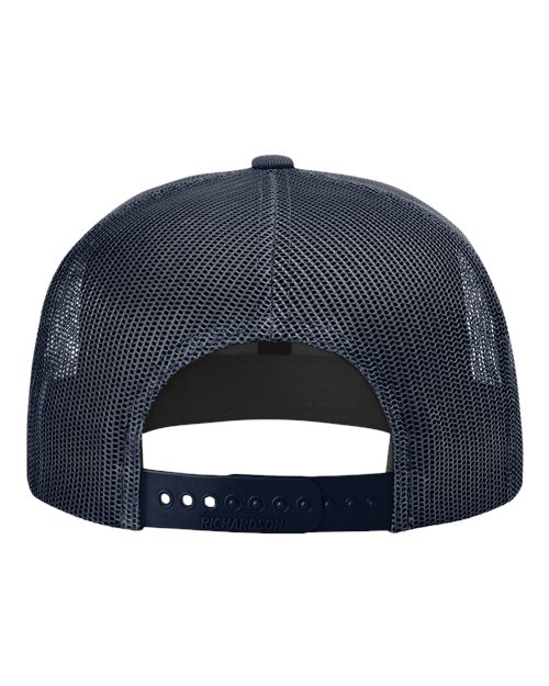 Wool Blend Flat Bill Trucker Cap - Navy/ Navy Back