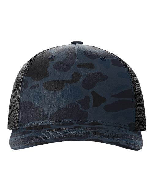 Printed Five-Panel Trucker Cap - Admiral Duck Camo/ Black Front