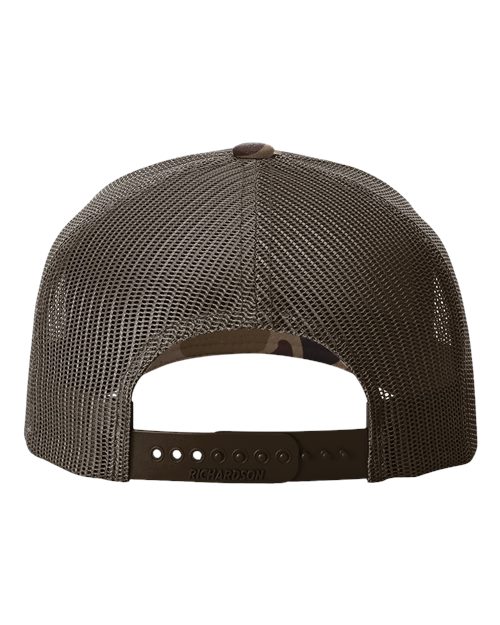 Printed Five-Panel Trucker Cap - Bark Duck Camo/ Brown Back