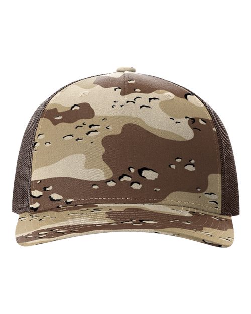 Printed Five-Panel Trucker Cap - Desert Camo/ Brown Front