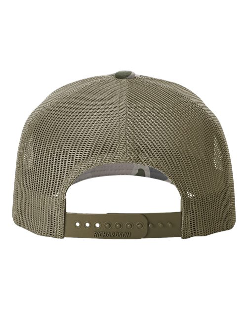 Printed Five-Panel Trucker Cap - Marsh Duck Camo/ Loden Back