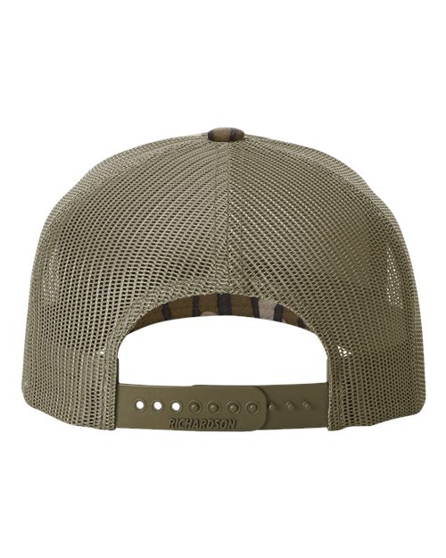 Printed Five-Panel Trucker Cap - Mossy Oak Bottomland/ Loden Back