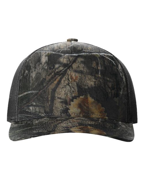 Printed Five-Panel Trucker Cap - Mossy Oak Country DNA/ Black Front