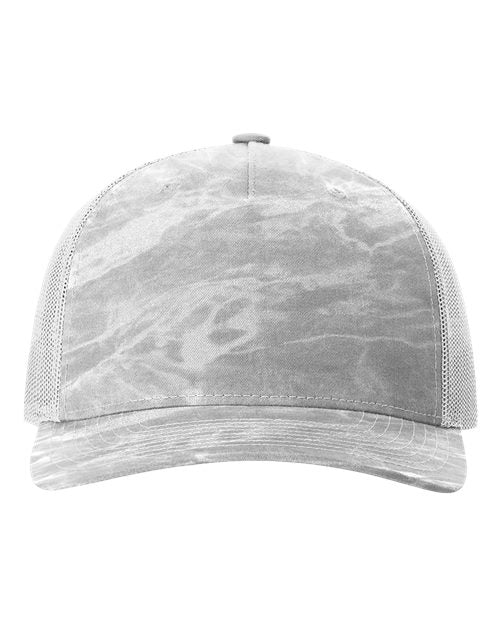 Printed Five-Panel Trucker Cap - Mossy Oak Elements Bonefish/ Light Grey Front