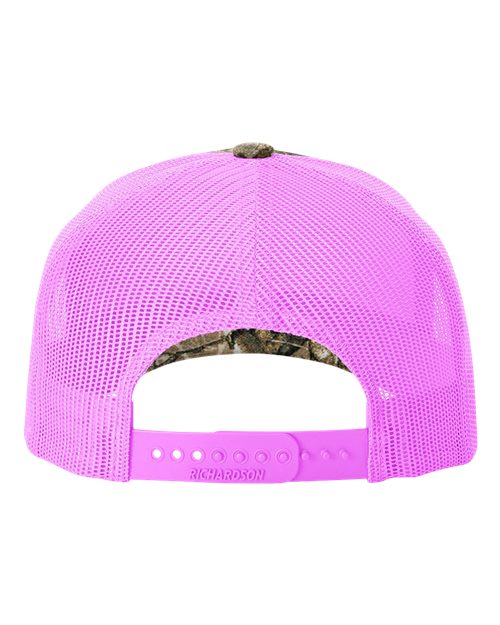 Printed Five-Panel Trucker Cap - Realtree Edge/ Neon Pink Back