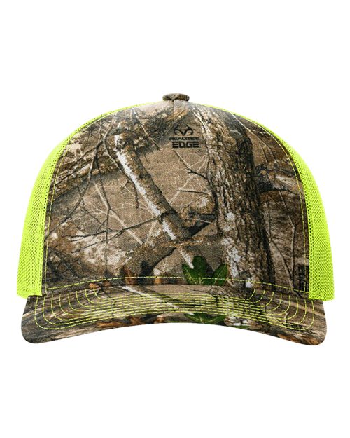 Printed Five-Panel Trucker Cap - Realtree Edge/ Neon Yellow Front