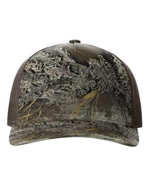 Printed Five-Panel Trucker Cap - Realtree Max-1/ Brown Front
