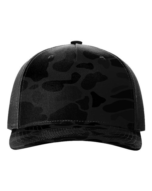 Printed Five-Panel Trucker Cap - Sable Duck Camo/ Black Front