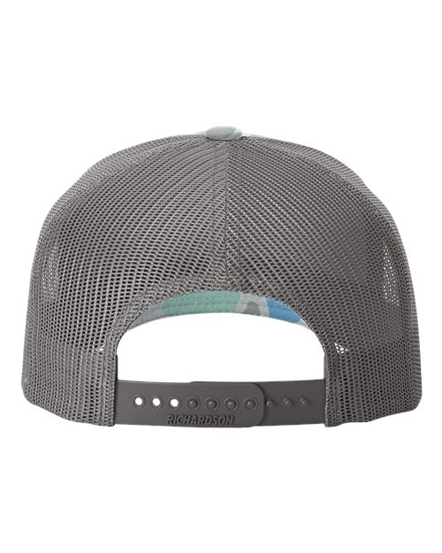 Printed Five-Panel Trucker Cap - Saltwater Duck Camo/ Charcoal Back