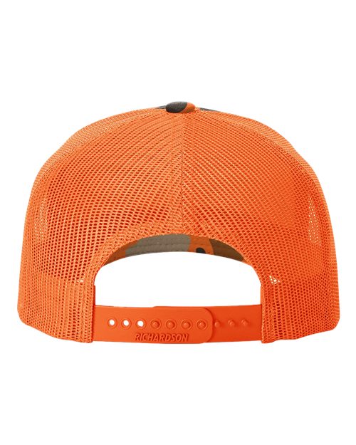 Printed Five-Panel Trucker Cap - Blaze Duck Camo/ Blaze Back