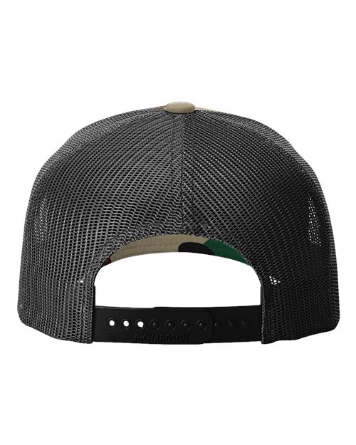 Printed Five-Panel Trucker Cap - Green Camo/ Black Back