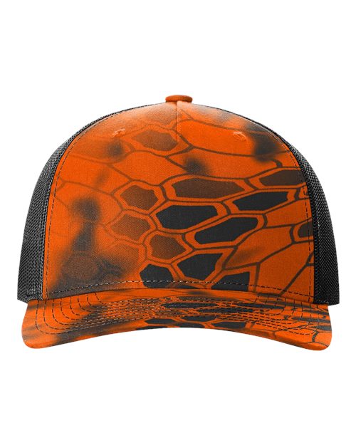 Printed Five-Panel Trucker Cap - Kryptek Inferno/ Black Front