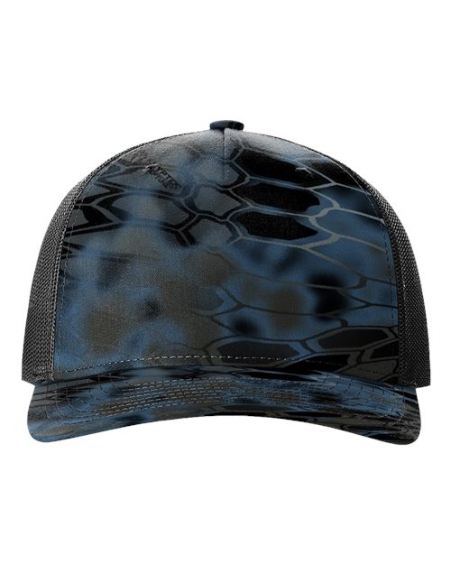 Printed Five-Panel Trucker Cap - Kryptek Neptune/ Black Front