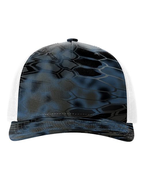 Printed Five-Panel Trucker Cap - Kryptek Neptune/ White Front