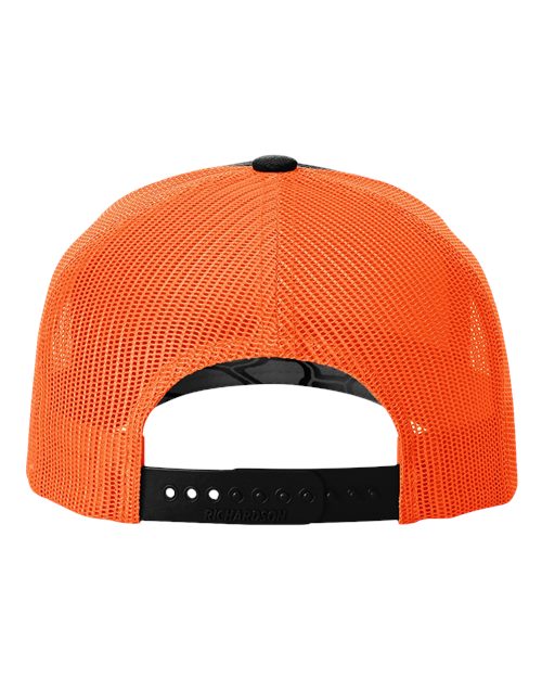 Printed Five-Panel Trucker Cap - Kryptek Typhon/ Neon Orange Back