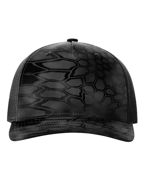 Printed Five-Panel Trucker Cap - Kryptek Typhon/ Black Front